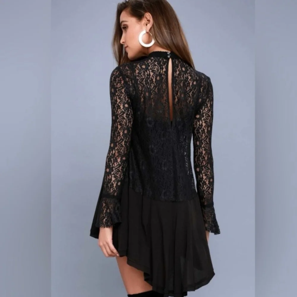 Free People Black Lace Mini Dress - Like New - Size M